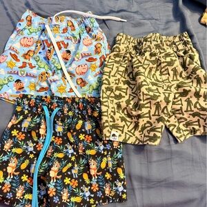 Kids Cartoon Print Swim Trunks Set